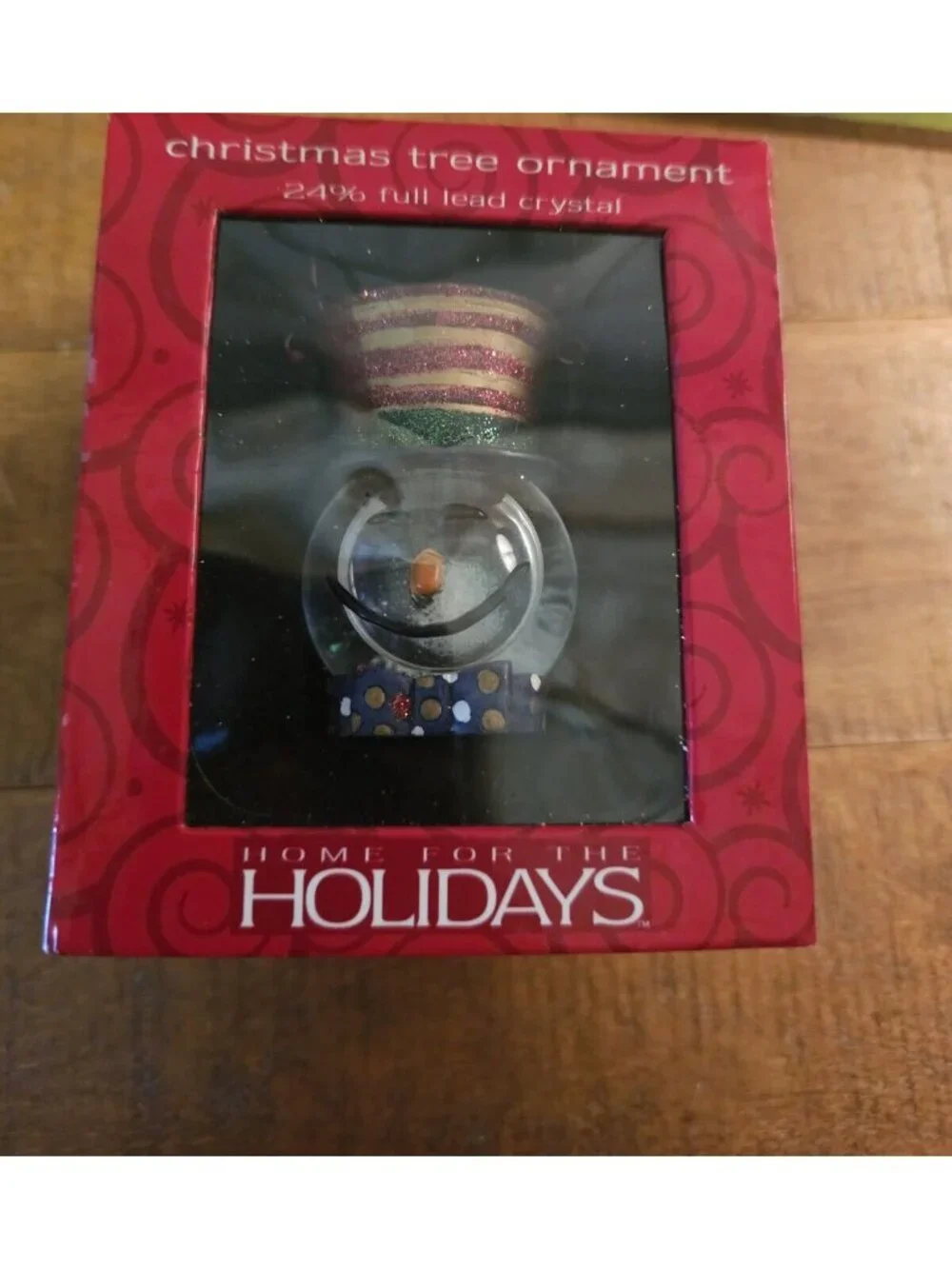 Home For The Holidays Snowman Snow globe Christmas Tree Ornament With Box